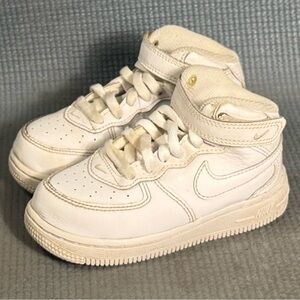 Nike‎ Air Force 1 Mid White Sneakers 314197-113 Toddler Size 8C